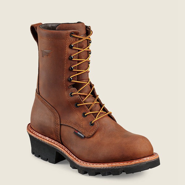 Red Wing Mens Loggermax - 9-inch Waterproof Toe - Safety Boots Brown - 2541LBPOQ